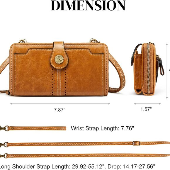 Vegan Leather Crossbody Bags for Women Small Cell Phone Purse RFID Blocking Clut - Picture 3 of 6